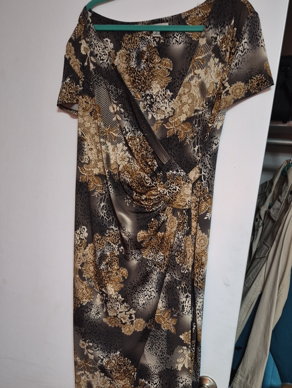 Aa Studio Black and Gold Floral Wrap Dress
